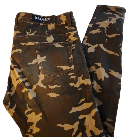 Balmain Other - BALMAIN MEN'S RUNWAY DISTRESSED CAMOUFLAGE SKINNY JEANS